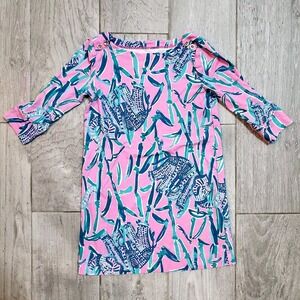 Lilly Pulitzer Mini Sophie Dress Girls Size Small 4-5 Pink Blue Elephant Print